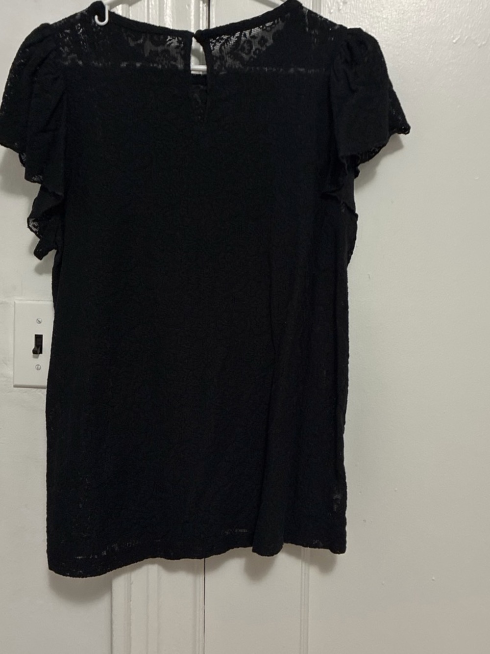 LOFT Black Lace Flutter-Sleeve Blouse